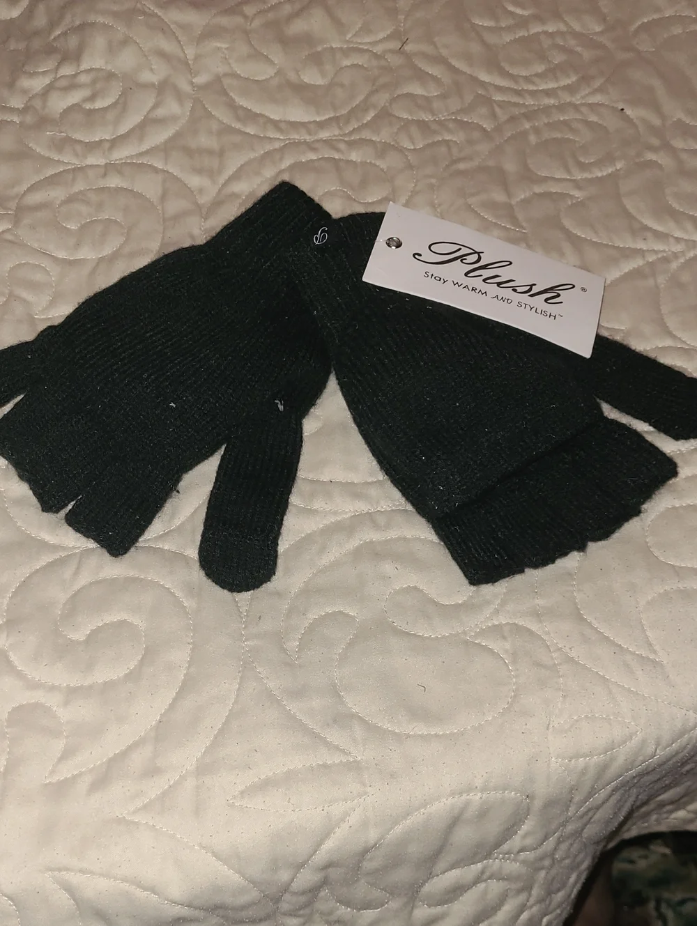 Plush Convertible Fingerless Gloves - Black
